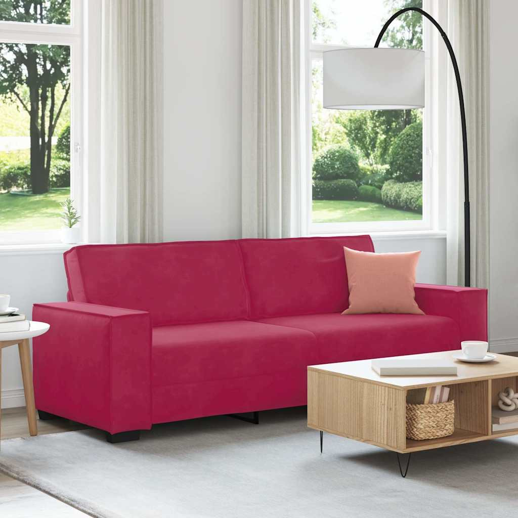 vidaXL 3-Sitzer-Sofa Weinrot 220x78x84 cm Samt