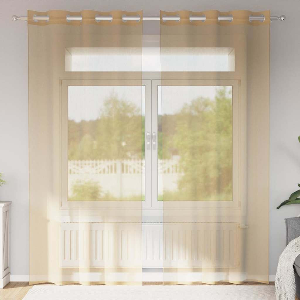 vidaXL Voile Vorhänge mit Ösen 2 Stk. Sandfarbe