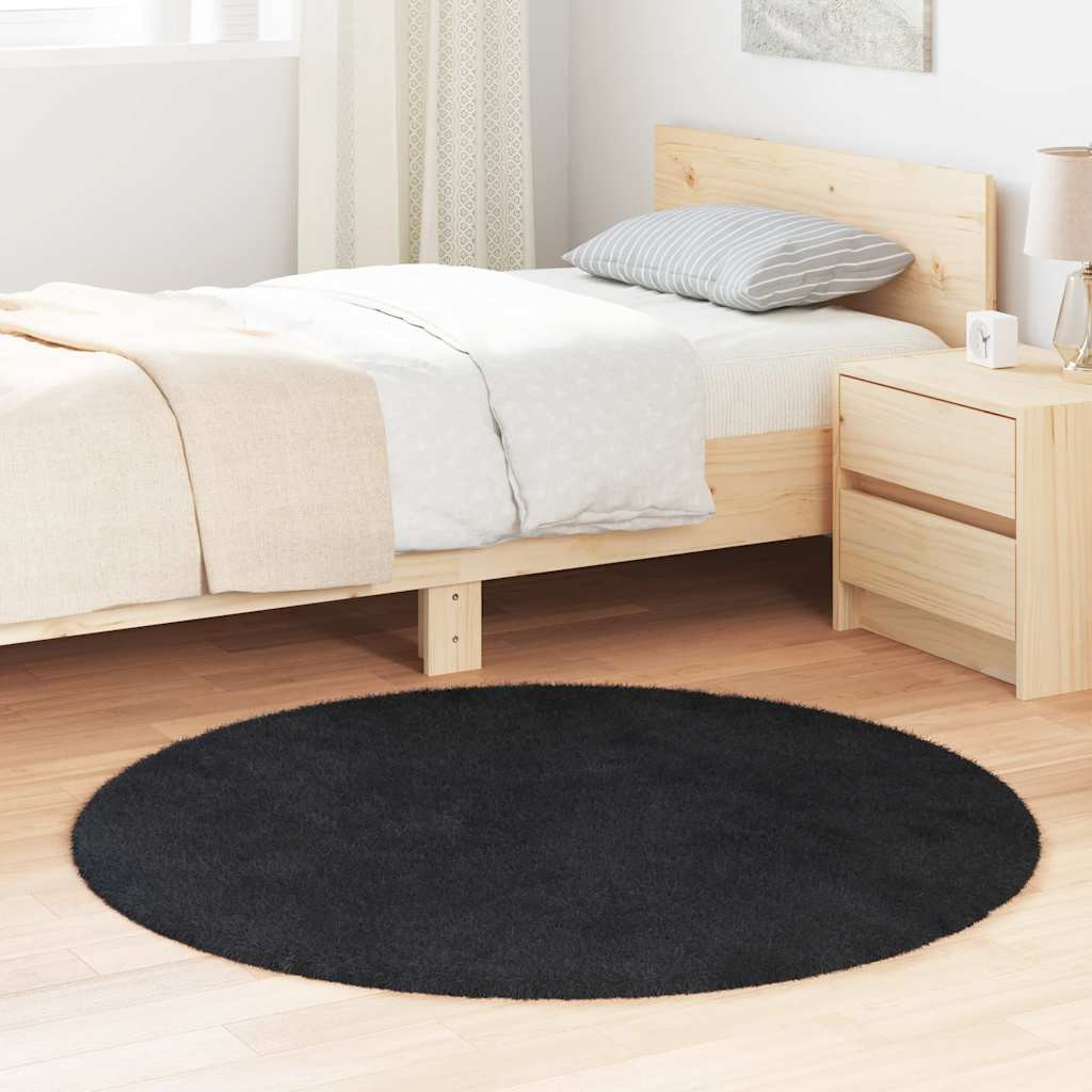 vidaXL Teppich Shaggy Hochflor NAVARRA Schwarz 120x120 cm Polyester