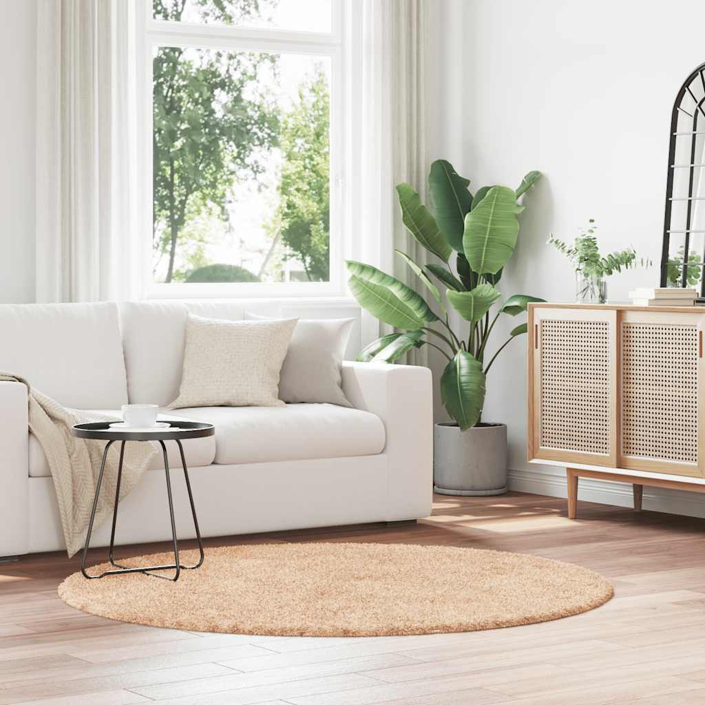 vidaXL Teppich Shaggy Hochflor NAVARRA Beige 160x160 cm Polyester
