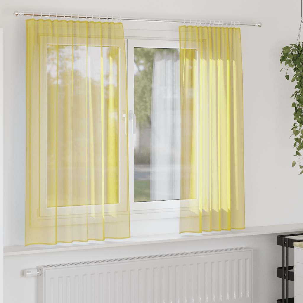 vidaXL Voile Vorhänge mit Stangentaschen 2 Stk. Gelb