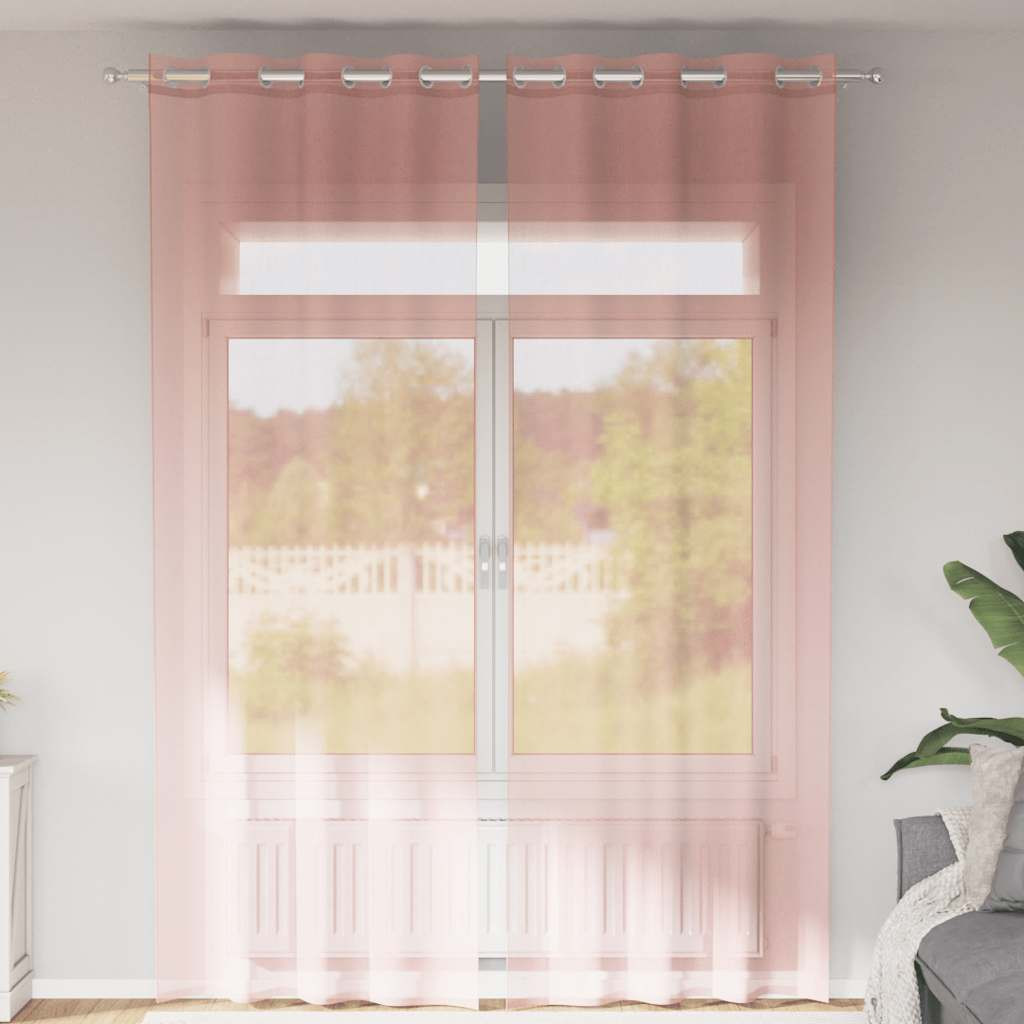 vidaXL Voile Vorhänge mit Ösen 2 Stk. Rosa 140x300 cm