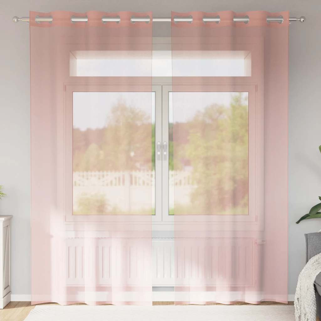 vidaXL Voile Vorhänge mit Ösen 2 Stk. Rosa 140x245 cm