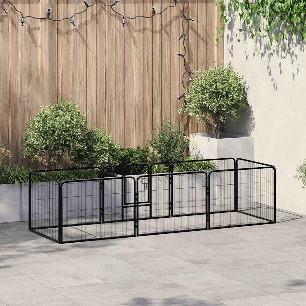 vidaXL Hunde-Laufgitter 8 Paneele Stahl 60 x 80 cm Schwarz