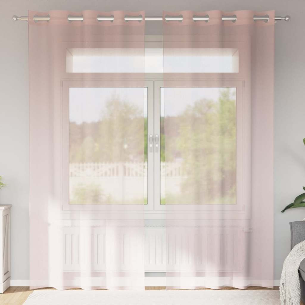 vidaXL Voile Vorhänge mit Ösen 2 Stk. Hellrosa 140x225 cm