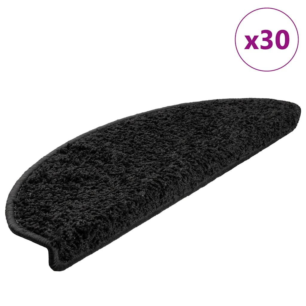 vidaXL Stufenmatten 30 Stk. 65x21x4 cm Schwarz Halbrund Groß