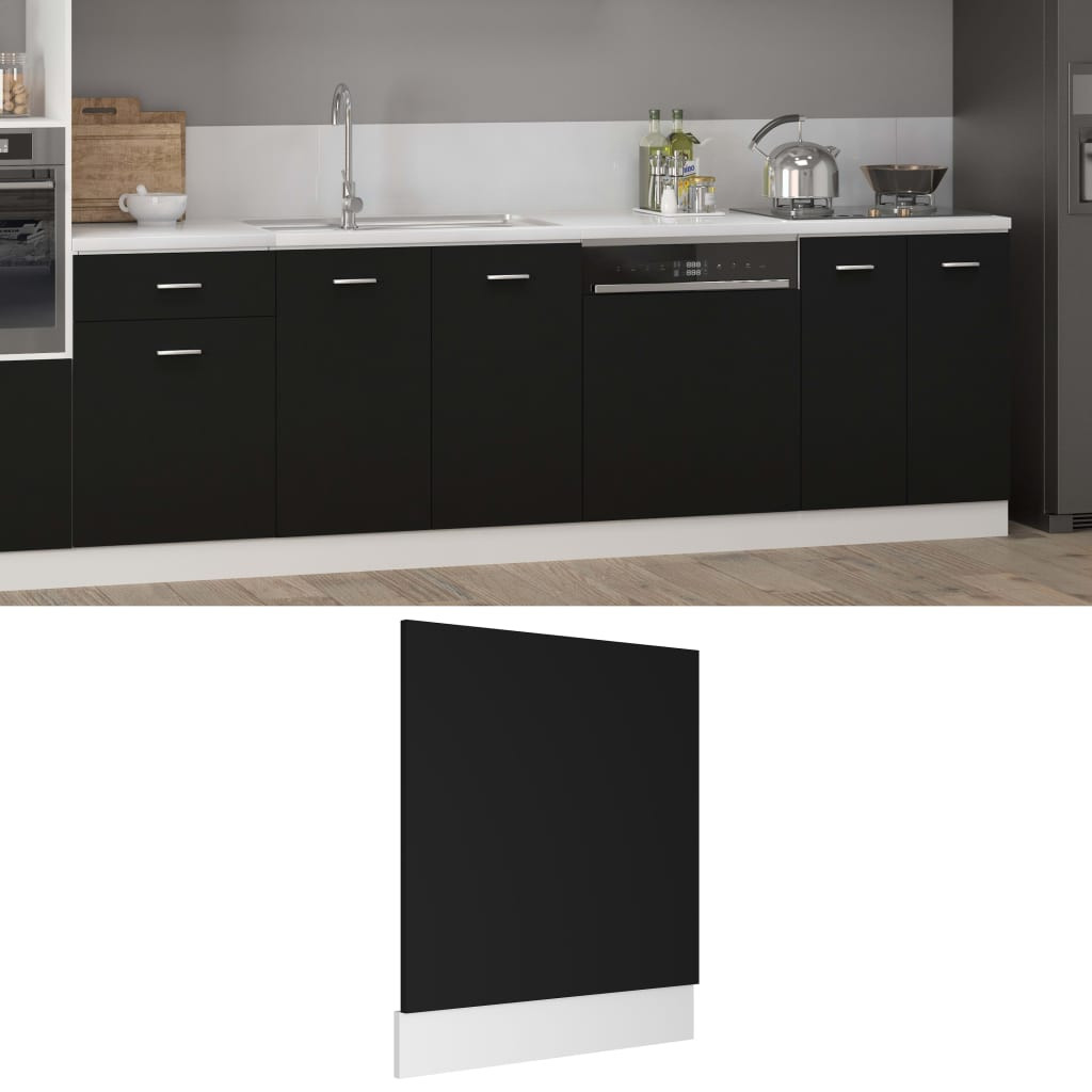 vidaXL Geschirrspülerblende Lyon Schwarz 59,5x3x67 cm Holzwerkstoff