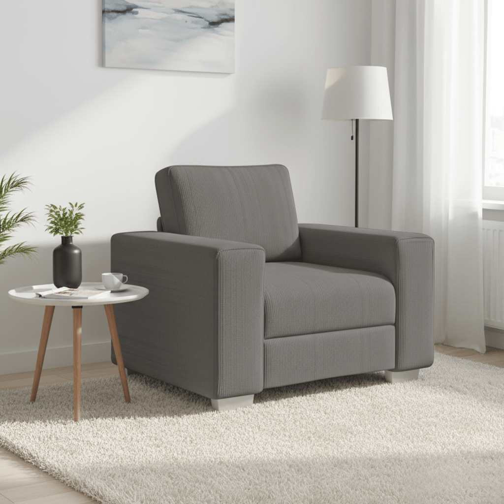 vidaXL Sessel Hellgrau 100x77x82 cm Cordstoff