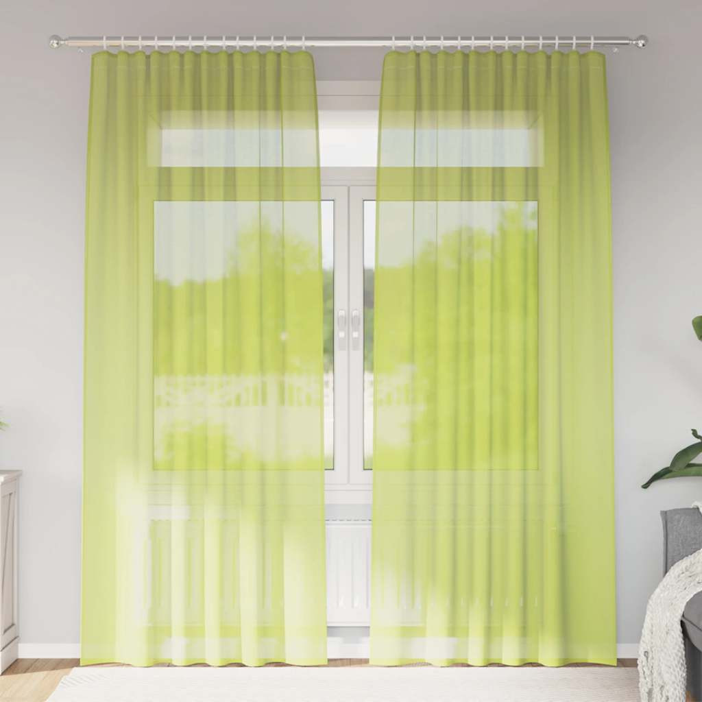vidaXL Voile Vorhänge mit Stangentaschen 2 Stk. Apfelgrün