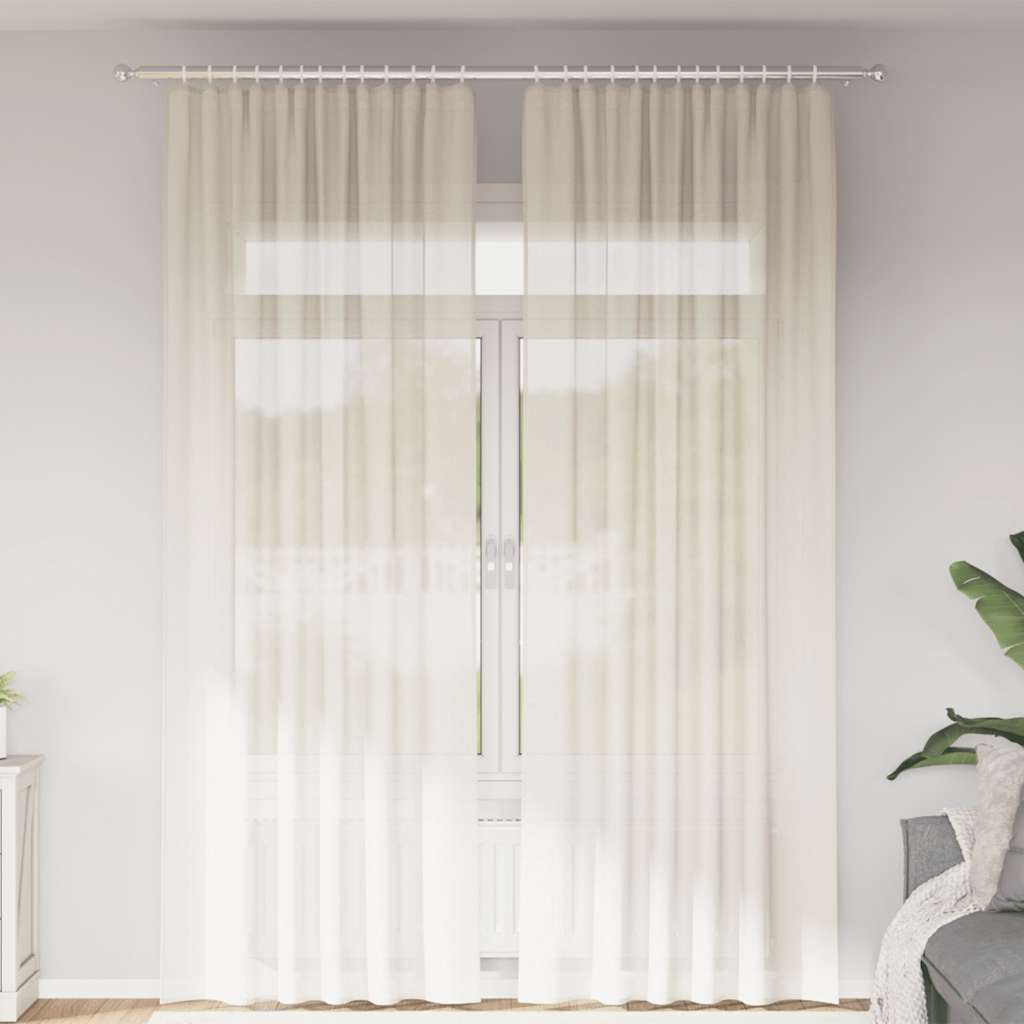 vidaXL Voile Vorhänge mit Stangentaschen 2 Stk. Creme