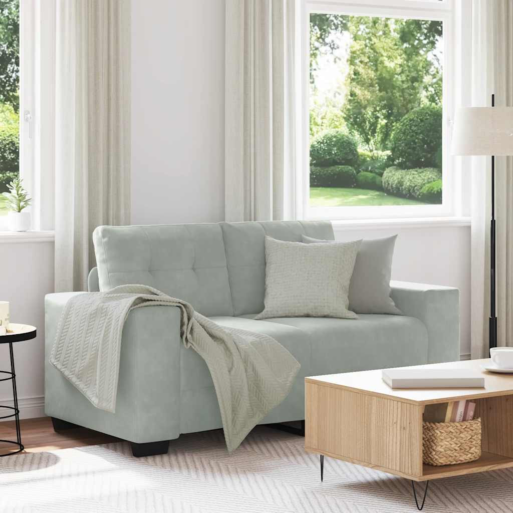vidaXL Zweisitzer-Sofa Hellgrau 160x77x82 cm Samt