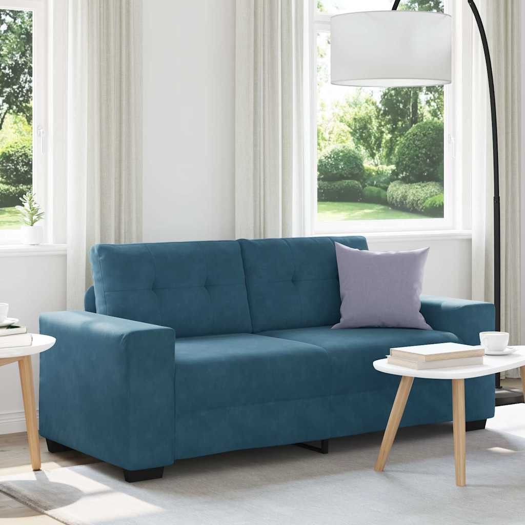 vidaXL Zweisitzer-Sofa Blau 180x77x82 cm Samt