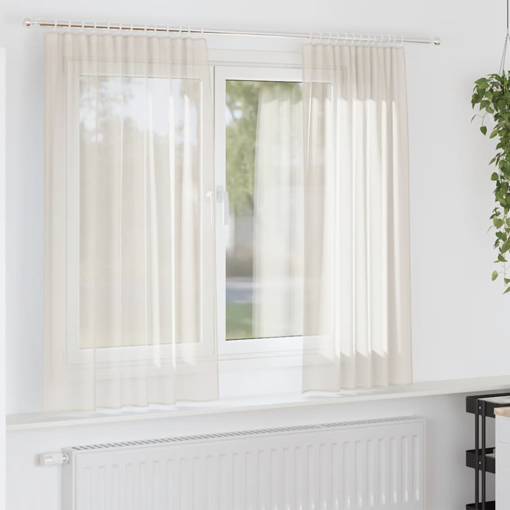 vidaXL Voile Vorhänge mit Stangentaschen 2 Stk. Creme