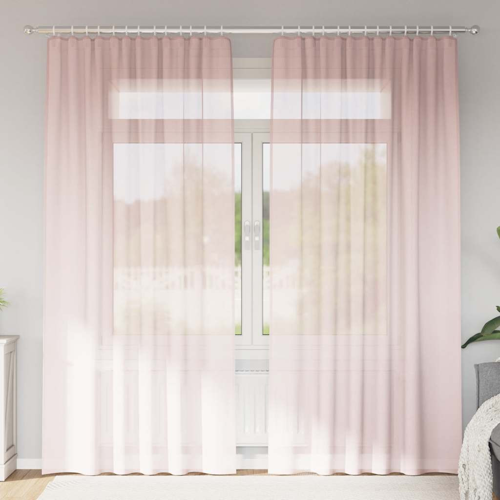 vidaXL Voile Vorhänge mit Stangentaschen 2 Stk. Hellrosa
