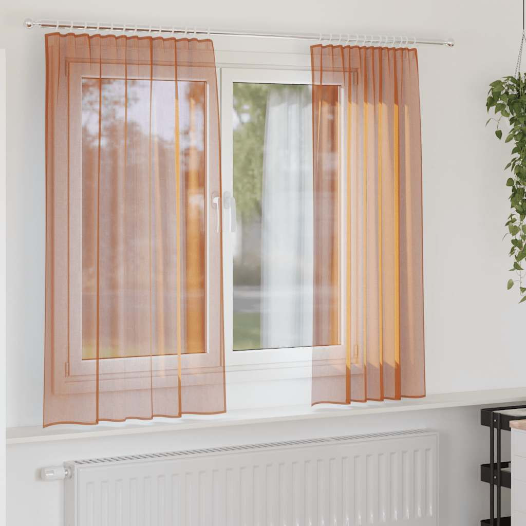 vidaXL Voile Vorhänge mit Stangentaschen 2 Stk. Terrakotta