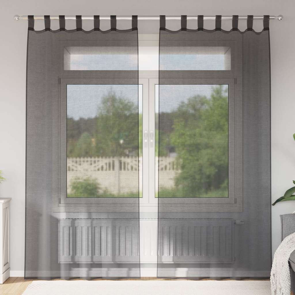 vidaXL Voile Vorhänge mit Lasche 2 Stk. Schwarz