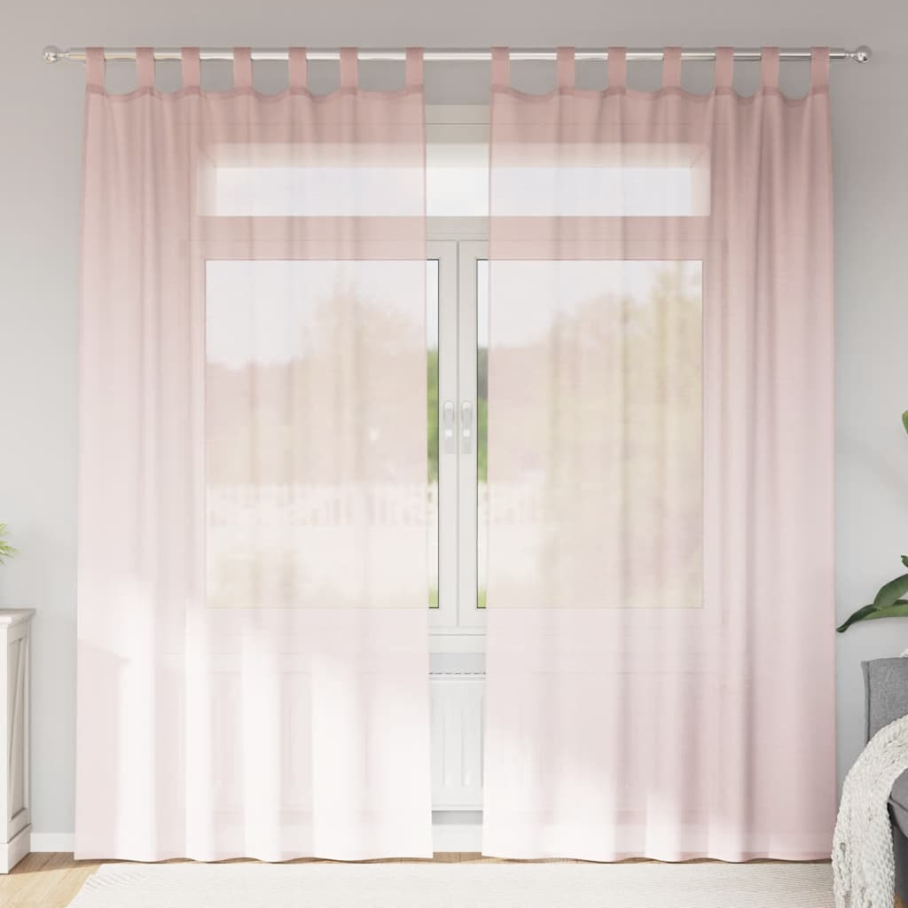 vidaXL Voile Vorhänge mit Schlaufen 2 Stk. Hellrosa 140x225 cm