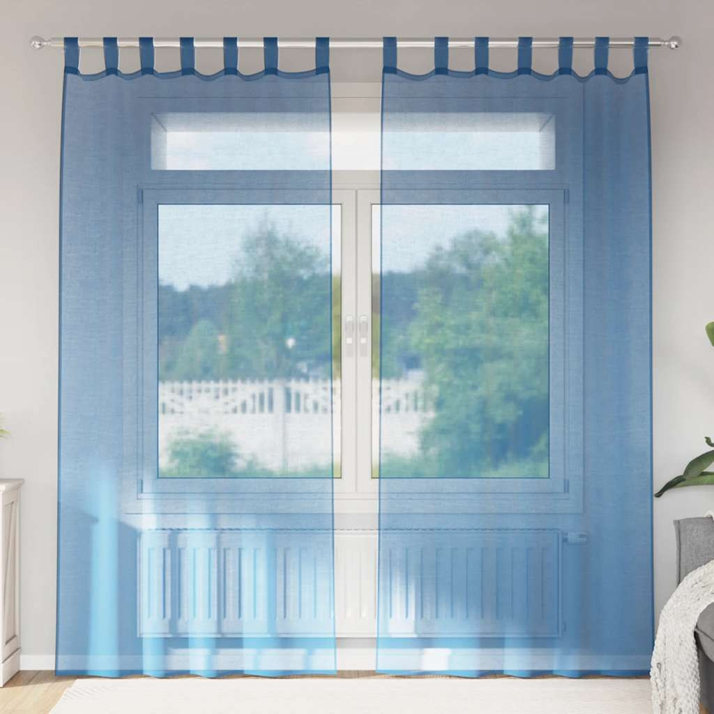 vidaXL Voile Vorhänge mit Schlaufen 2 Stk. Königsblau 140x225 cm