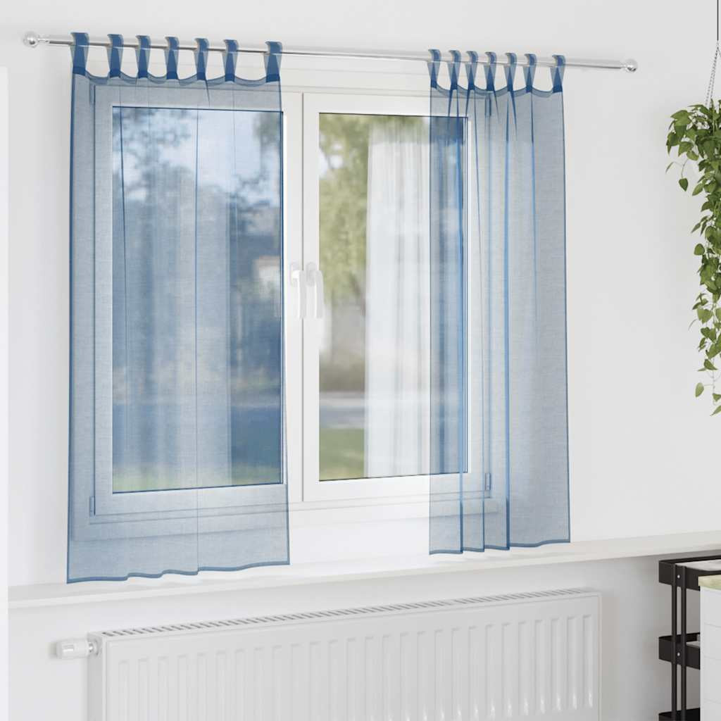 vidaXL Voile Vorhänge mit Schlaufen 2 Stk. Königsblau 140x140 cm