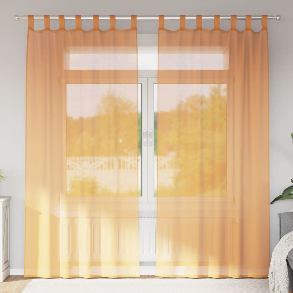 vidaXL Voile Vorhänge mit Schlaufen 2 Stk. Orange 140x245 cm