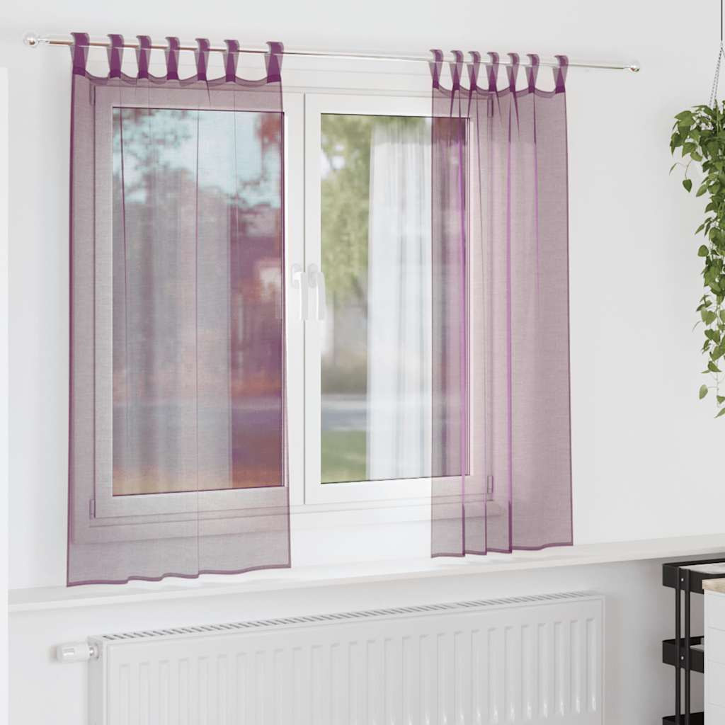 vidaXL Voile Vorhänge mit Schlaufen 2 Stk. Violett 140x175 cm