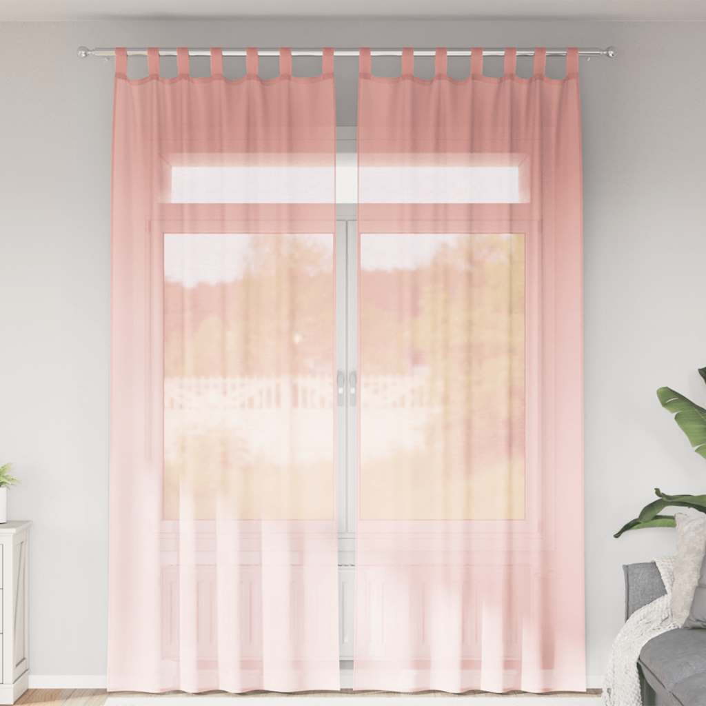 vidaXL Voile Vorhänge mit Schlaufen 2 Stk. Rosa 140x260 cm