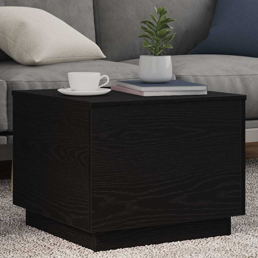 vidaXL Couchtisch mit LED-Leuchten Schwarz Eichen-Optik 50x50x40 cm
