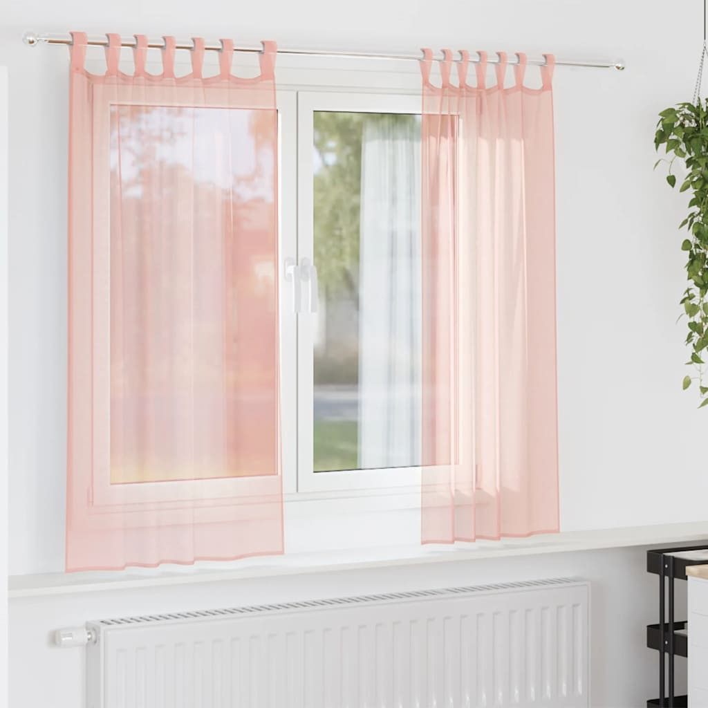 vidaXL Voile Vorhänge mit Schlaufen 2 Stk. Rosa 140x140 cm