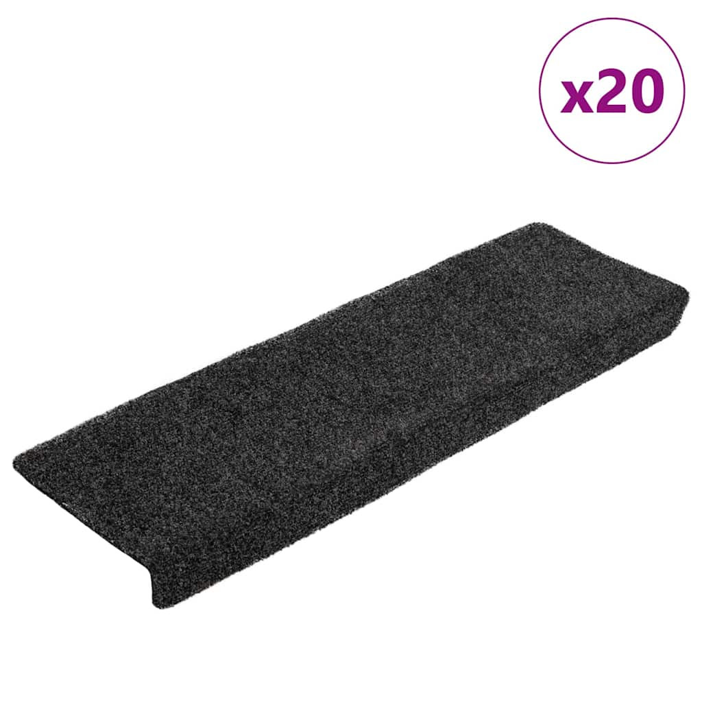 vidaXL Stufenmatten Selbstklebend 20 Stk. 65x21x4 cm Schwarz Rechteckiger Rand