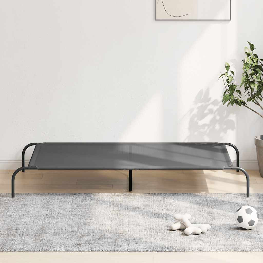 vidaXL Hundebett Erhöht Grau 150x90x20 cm Textilene und Stahl