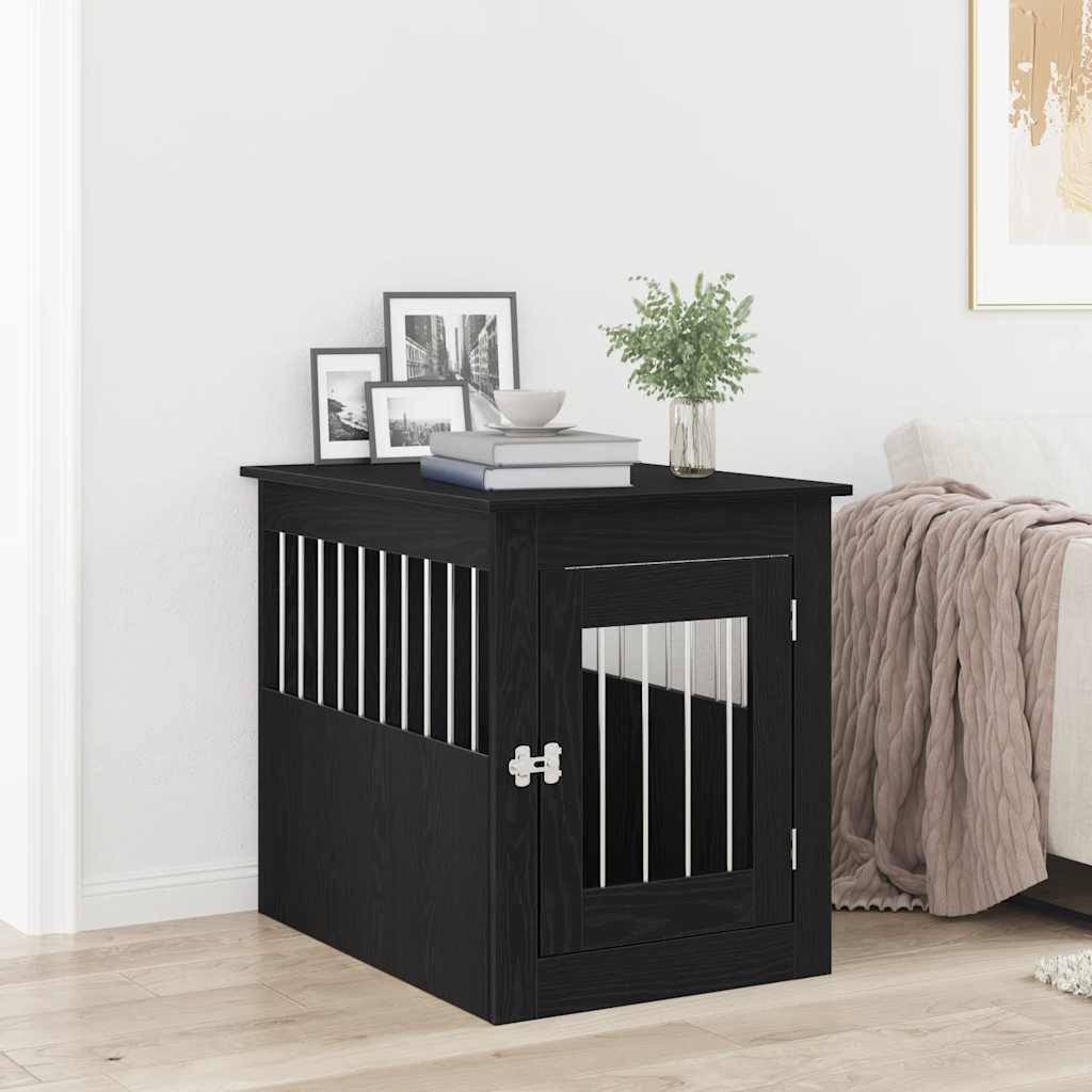 vidaXL Hundebox-Möbel Schwarze Eiche 55 x 75 x 65 cm Holzwerkstoff