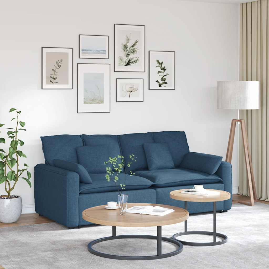 vidaXL Modulares Sofa mit Kissen Blau
