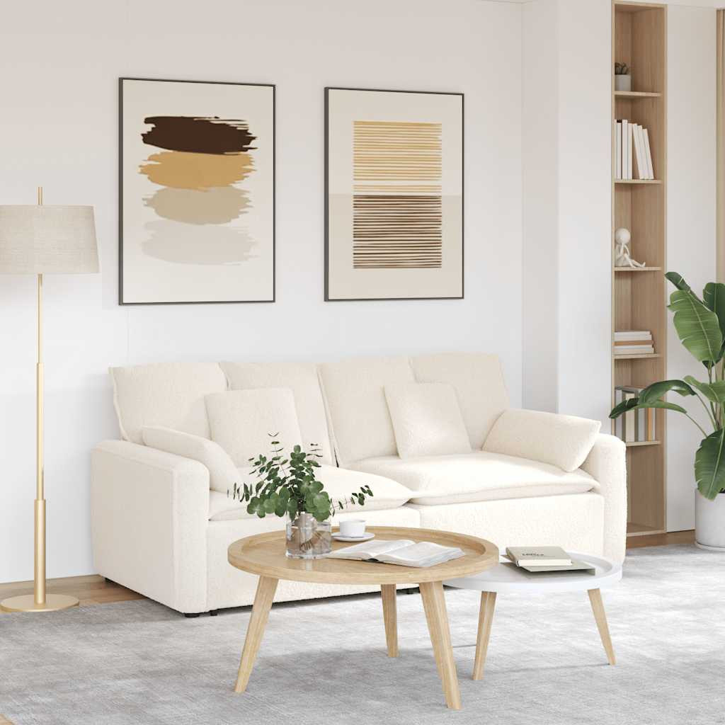vidaXL Modulares Sofa mit Kissen Cream