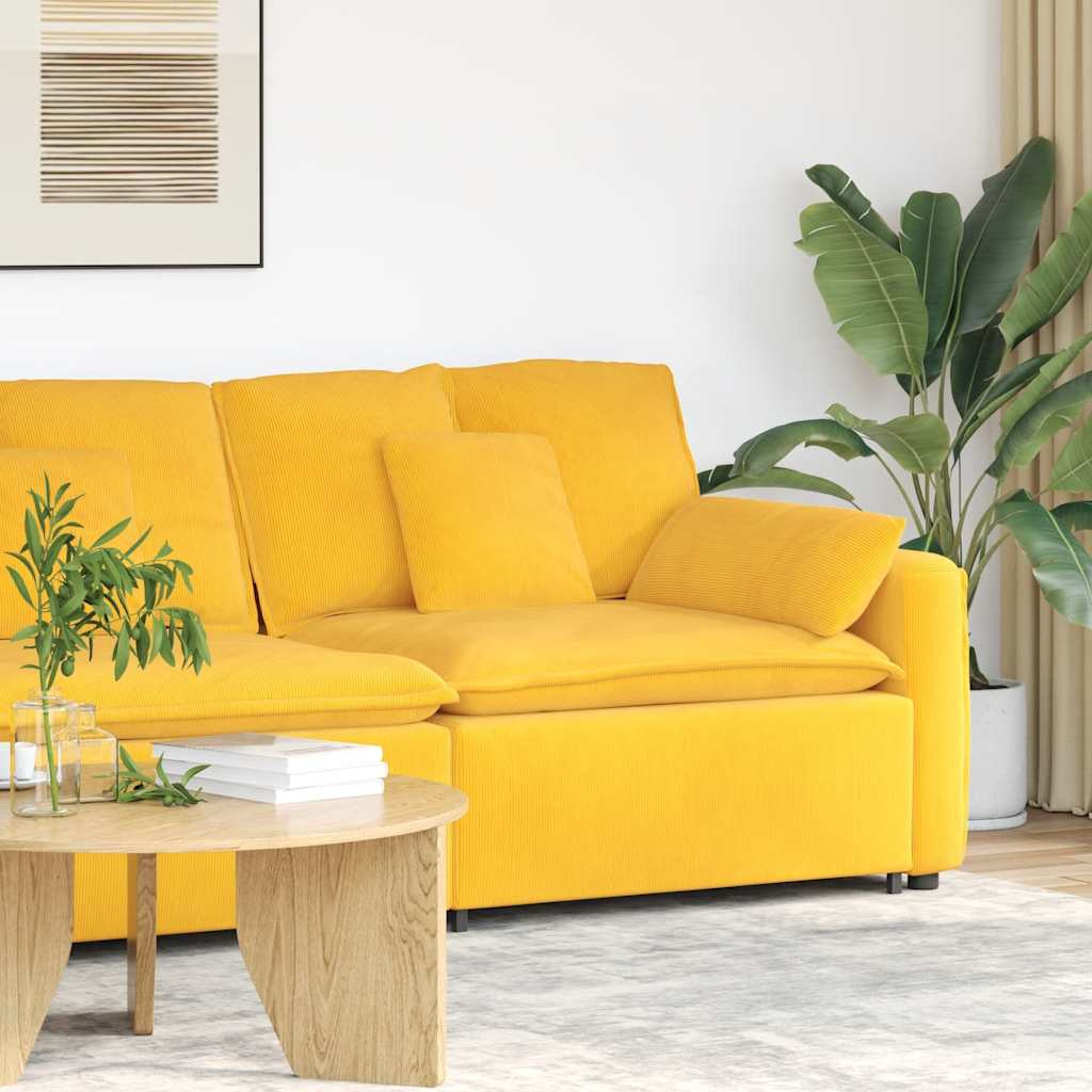 vidaXL Modulares Sofa Endmodul mit Armlehne Kissen Hellgelb 100 cm