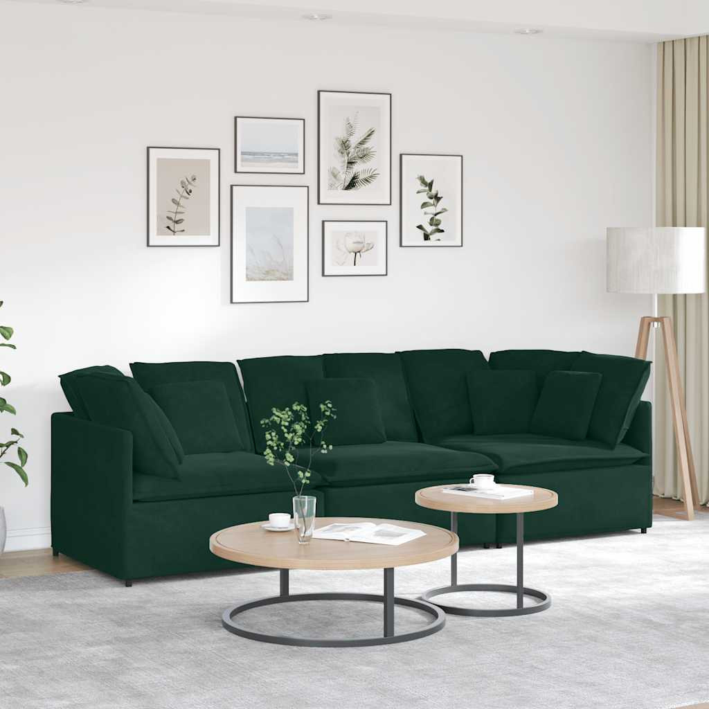 vidaXL Modulares Sofa mit Kissen Samt Dunkelgrün