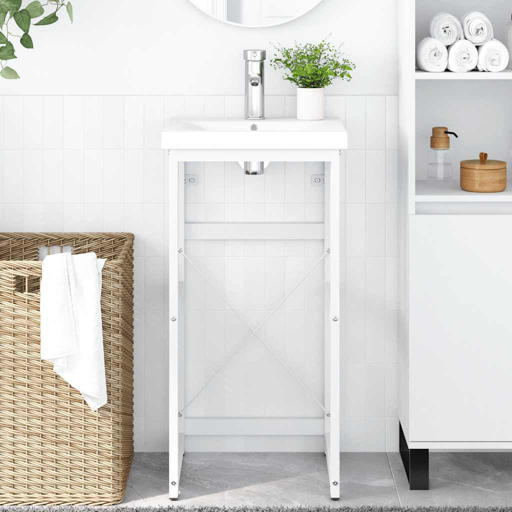 vidaXL Badezimmer Waschtischgestell Weiß 40x38x83 cm Eisen