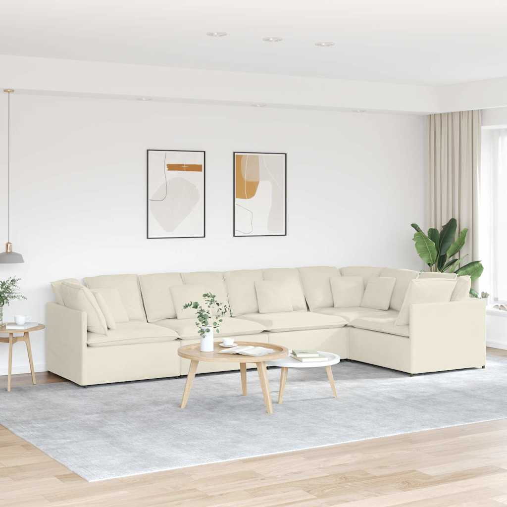 vidaXL Modulares Sofa mit Kissen Samt Cream