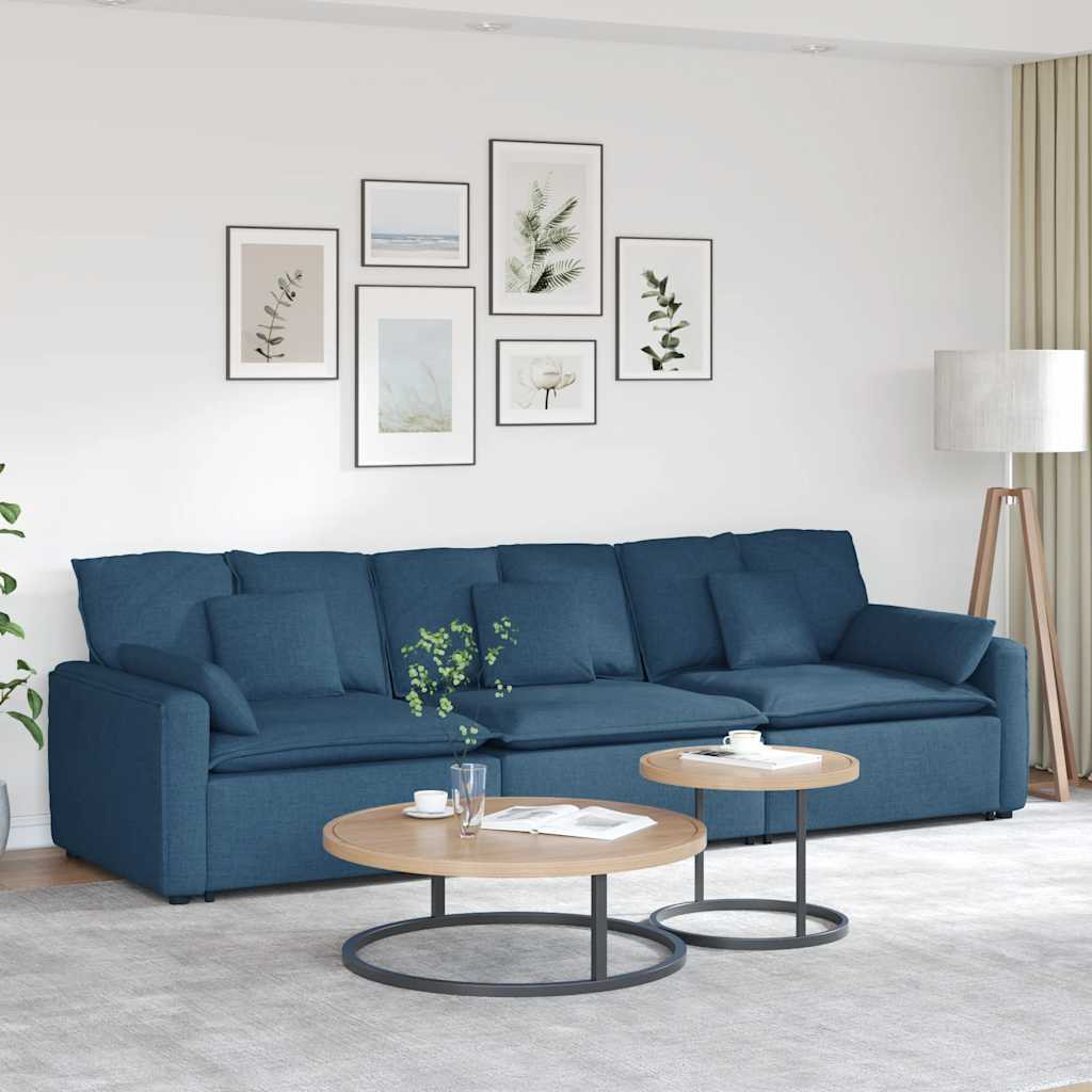vidaXL Modulares Sofa mit Kissen Blau