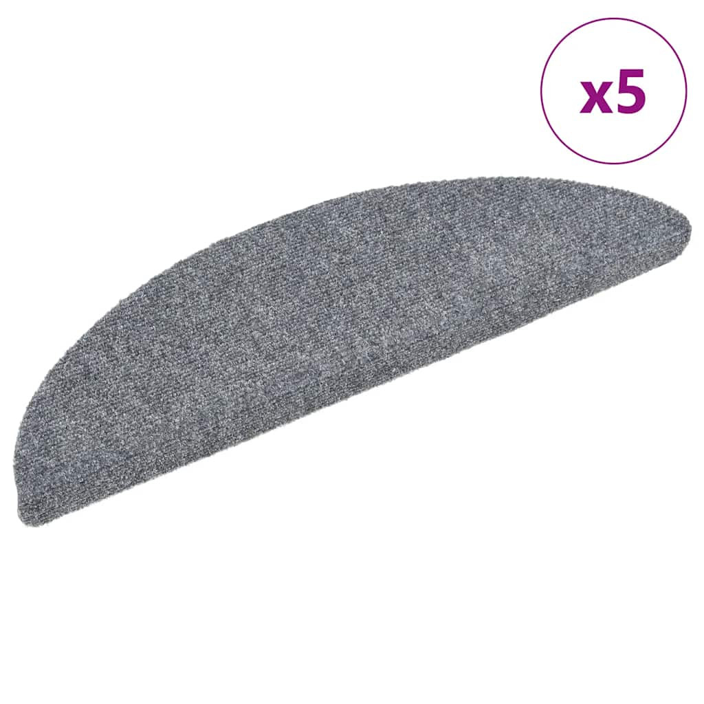 vidaXL Stufenmatten Selbstklebend 5 Stk. 56x17x3 cm Hellgrau Halbrund
