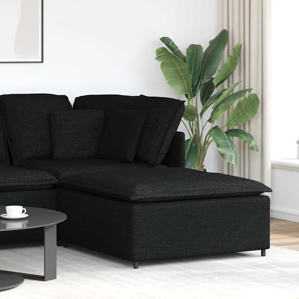 vidaXL Modulares Sofa-Fußhocker-Modul Schwarz 100 x 100 x 48 cm