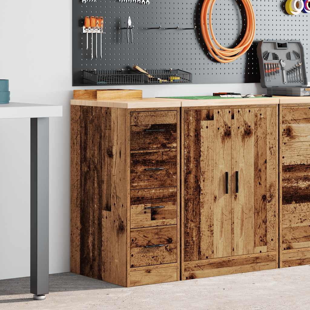 vidaXL Garagen-Aufbewahrungsschrank Altholz-Optik Massivholz Kiefer