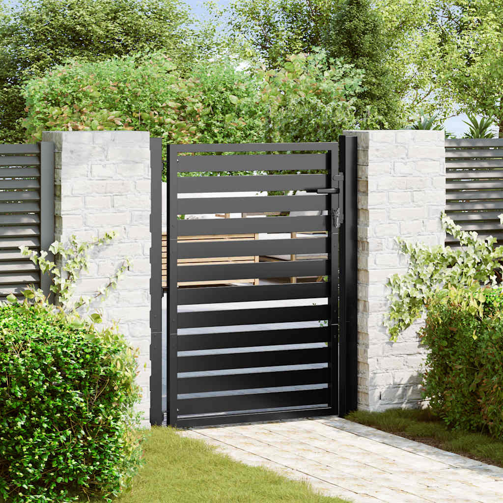 vidaXL Gartentor Abschließbar Schwarz 100x120 cm Aluminium