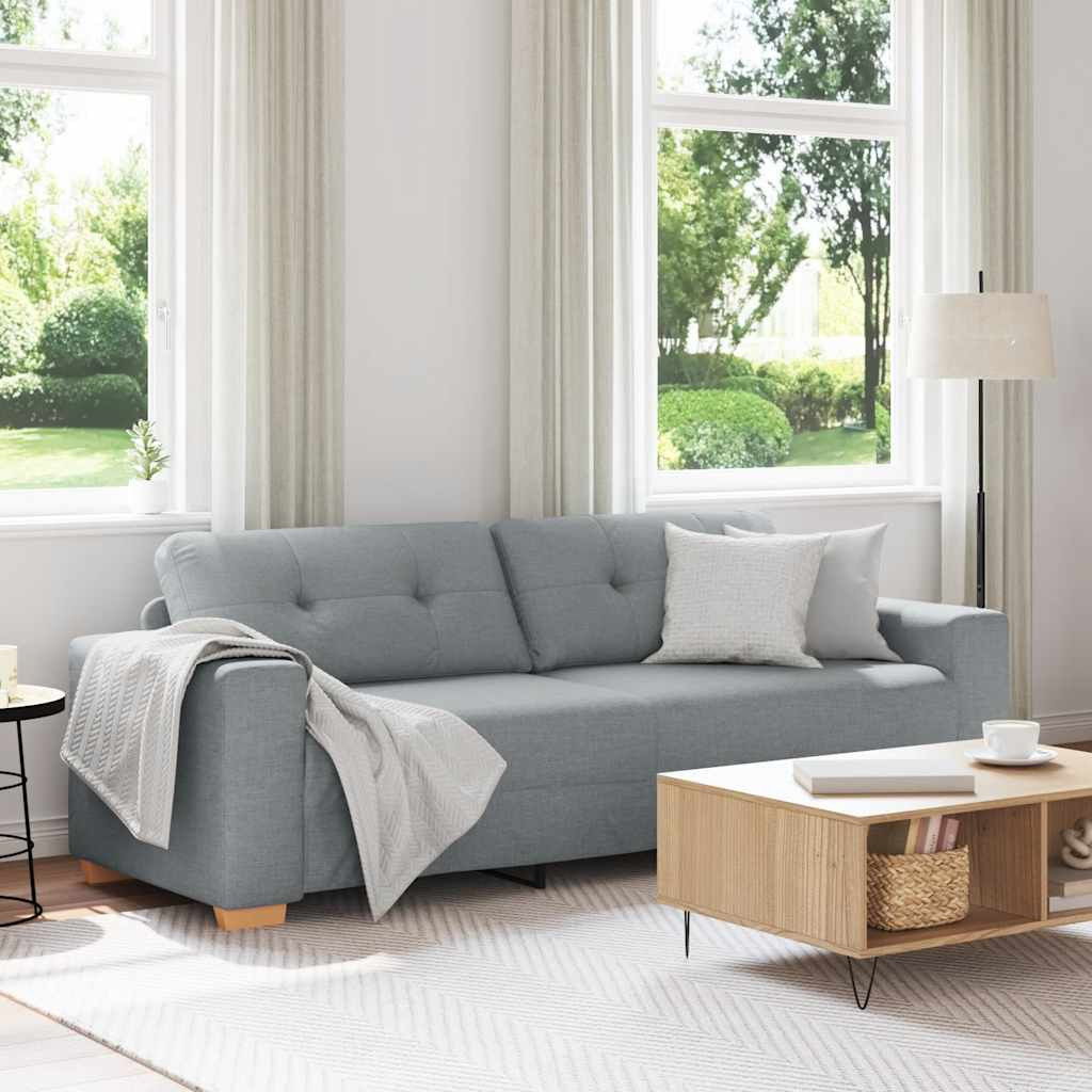 vidaXL 3-Sitzer-Sofa Hellgrau 220x78x80 cm Stoff