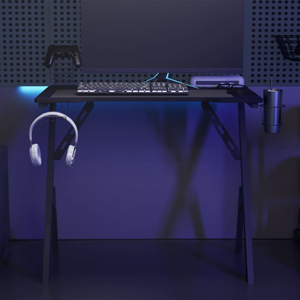 vidaXL Gaming-Schreibtisch mit Y-Gestell Schwarz 90x60x75 cm