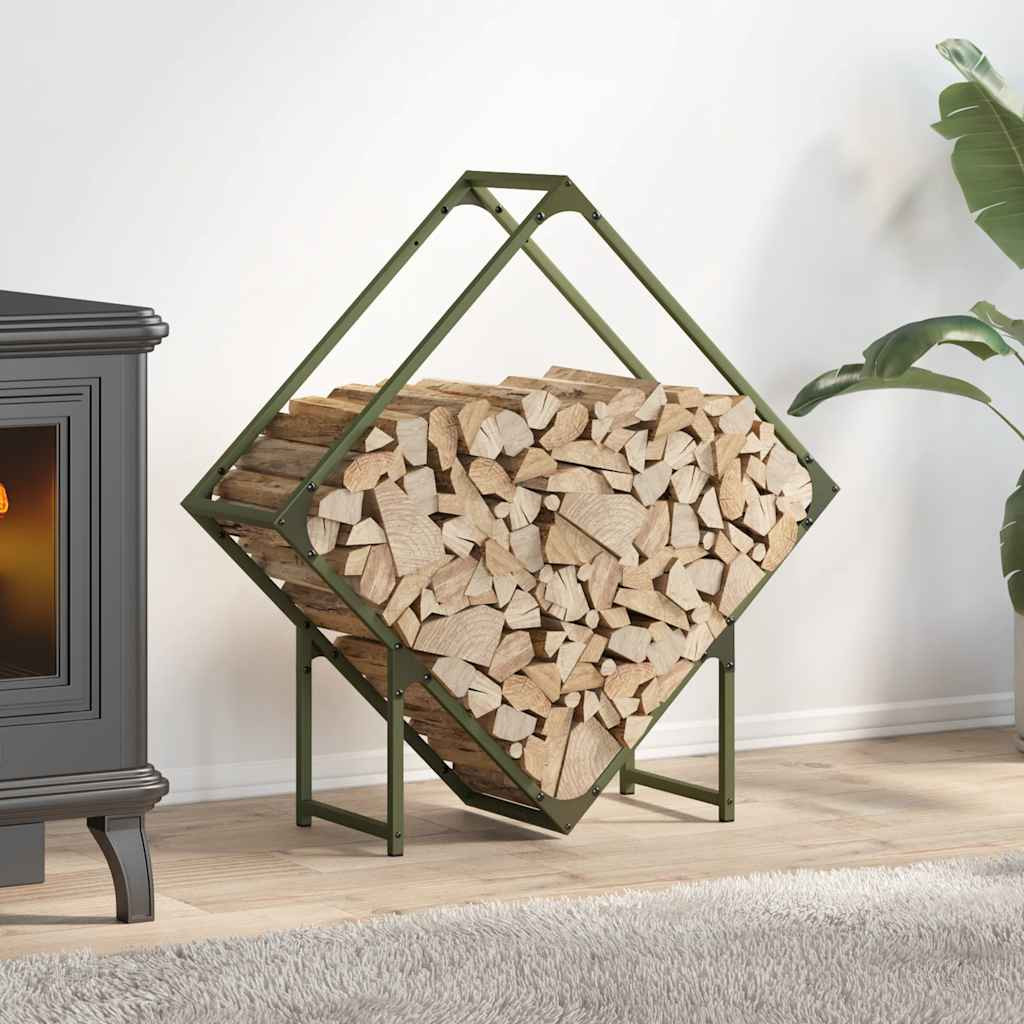 vidaXL Brennholzregal Olivgrün 80x25x80 cm Kaltgewalzter Stahl