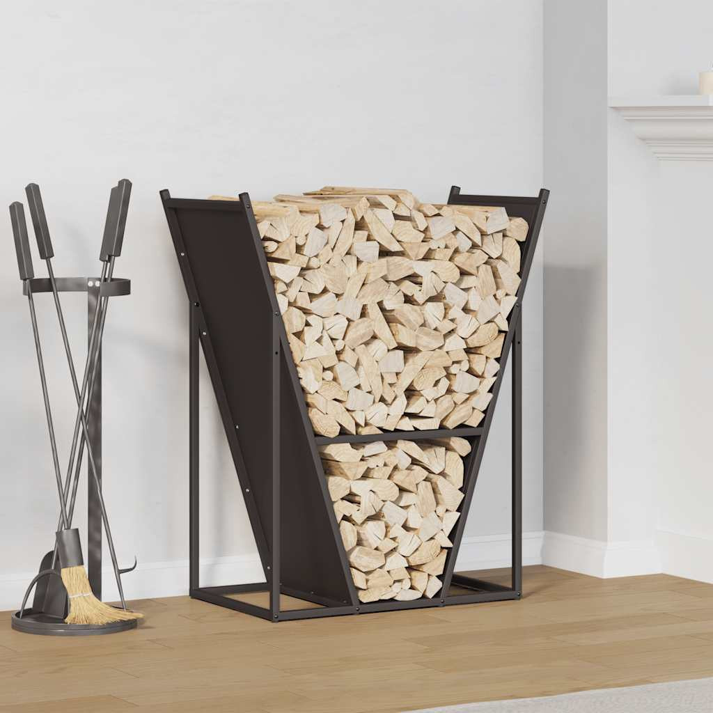 vidaXL Brennholzregal Schwarz 69,5x35x81 cm Kaltgewalzter Stahl