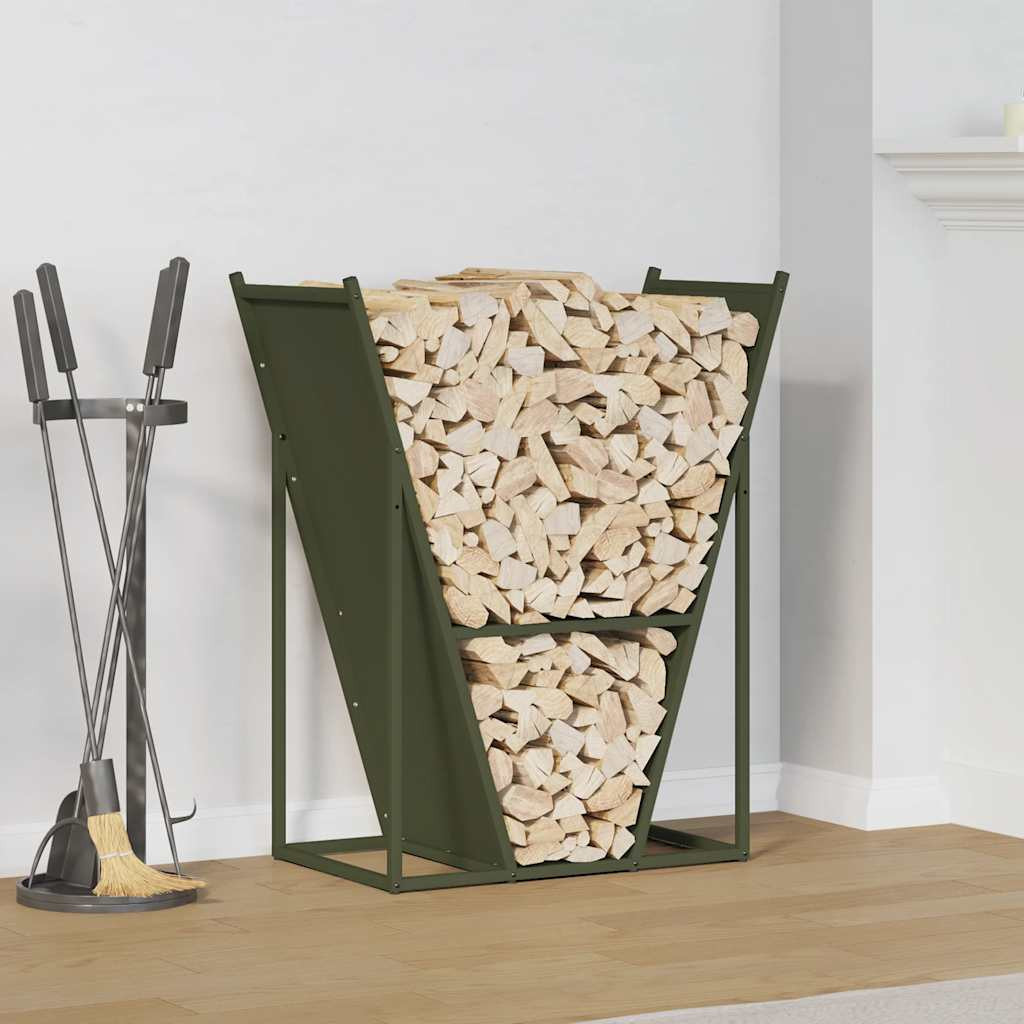 vidaXL Brennholzregal Olivgrün 69,5x35x81 cm Kaltgewalzter Stahl