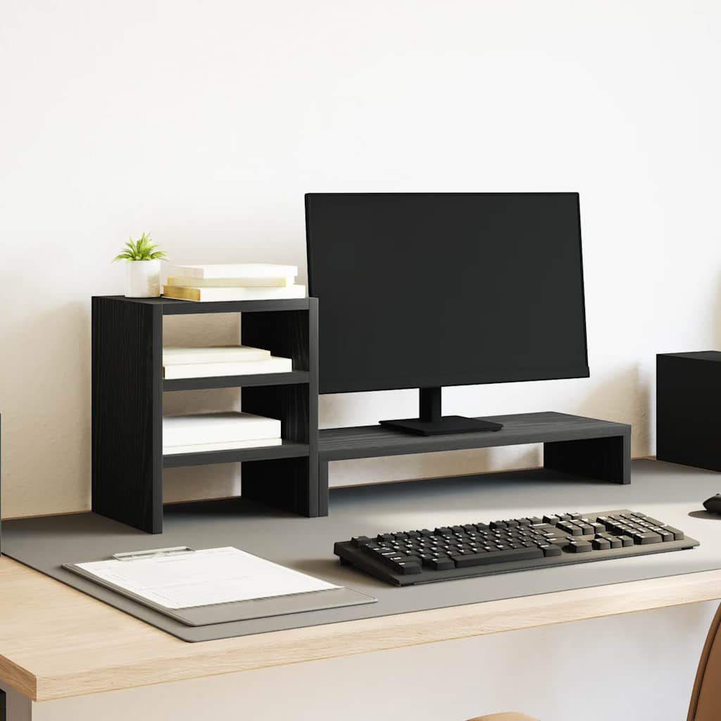 vidaXL Monitorständer mit Schreibtisch-Organizer Schwarz Eichen-Optik