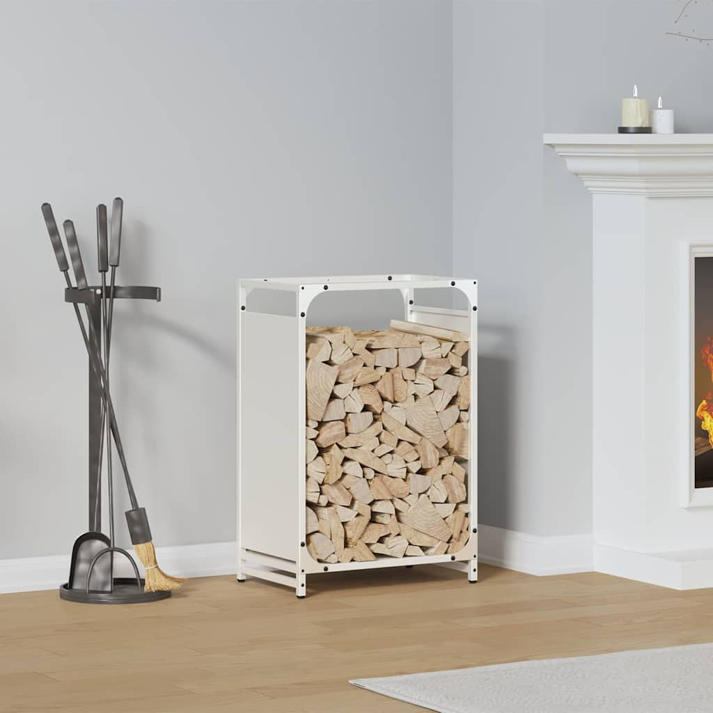 vidaXL Brennholzregal Weiß 44x28x65 cm Kaltgewalzter Stahl