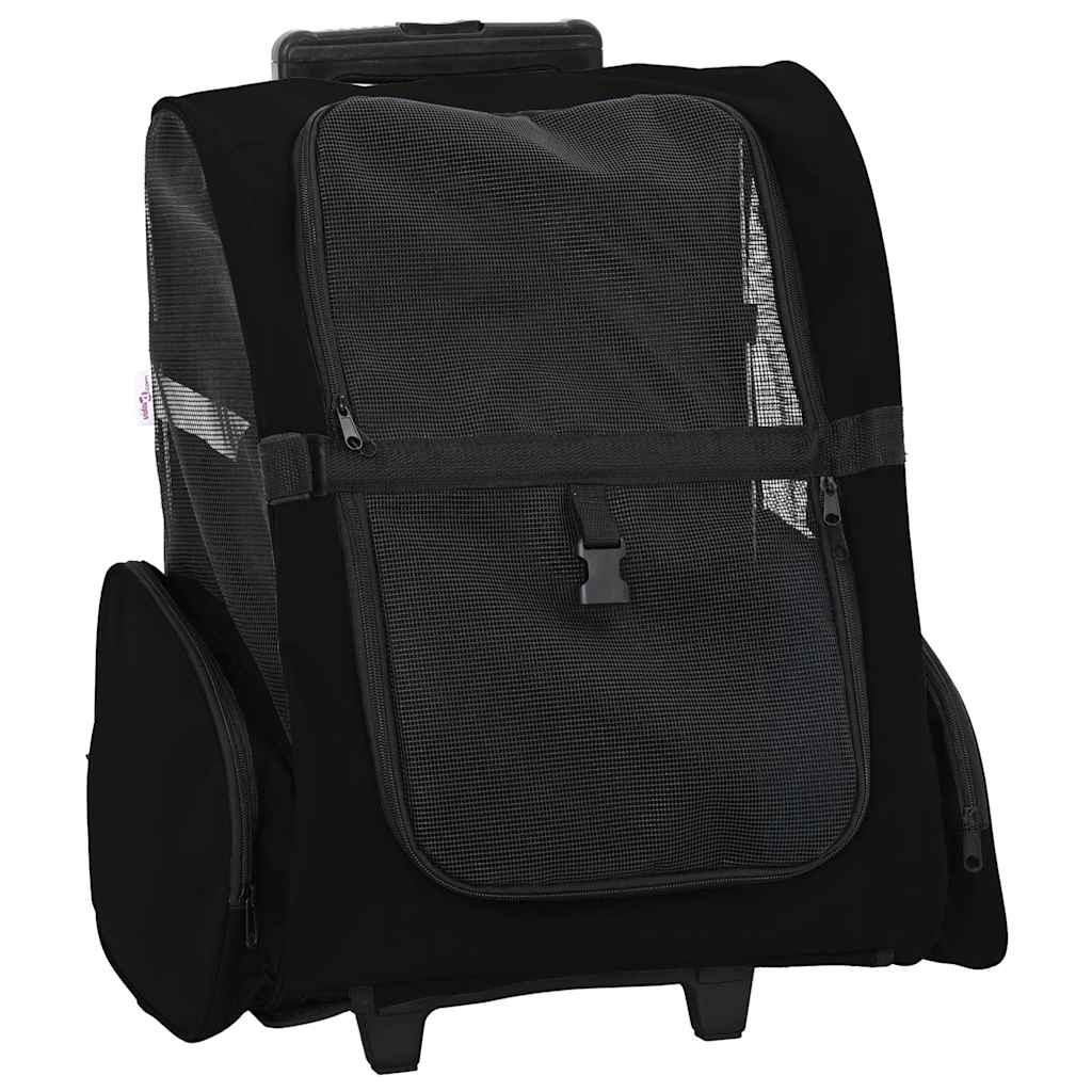 vidaXL Trolley für Haustiere 3-in-1 Schwarz 48x32x(57-106) cm cm Oxford-Gewebe